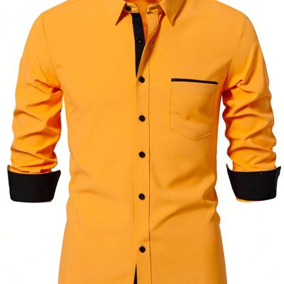 Bon&Bon Men's Dark Grey Long Sleeve Pocket Casual Shirt | Regular Fit Yellow / XXL