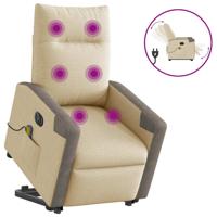 Sta-op-massagestoel elektrisch verstelbaar stof crèmekleurig