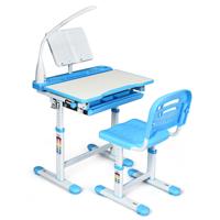 Kinderen Bureau en Stoel Set in Hoogte Verstelbare Studie Tafel en Stoel met Oog-bescherming Lamp Gekanteld Bureaublad Roze/Blauw/Grijs