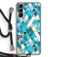 Gekleurde driehoekjes blauw: Samsung Galaxy S21 Transparant Hoesje met koord Gekleurde driehoekjes blauw: Samsung Galaxy S21 Transparant Hoesje met koord