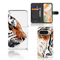 Hoesje Google Pixel 9 | 9 Pro Watercolor Tiger | Portemonnee hoesje