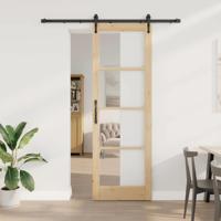 Schuifdeur met hardware set 78x232 cm Massief pijnhout