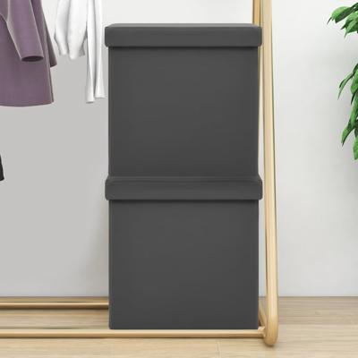 Opbergkrukken inklapbaar 2 st PVC grijs