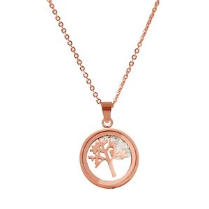 CO88 Ketting met hanger levensboom staal rosékleurig 38-43 cm 8CN-26013