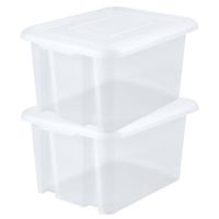 8x stuks kunststof opbergboxen/opbergdozen wit transparant L58 x B44 x H31 cm stapelbaar