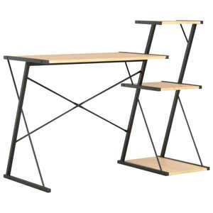 Bureau met schap 116x50x93 cm zwart en eikenkleurig