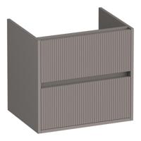 Brauer Adore Wavy - Onderkast - 60 cm - met 2 Softclose Lades Greeploos en 1 Sifon Uitsparing - Mat Taupe