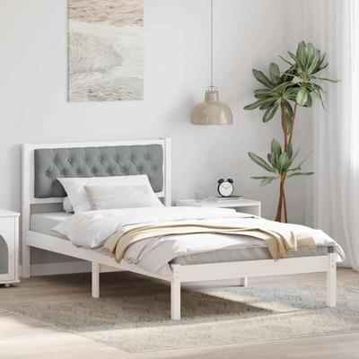 Bedframe met hoofdeinde Lichtgrijs 100 x 200 cm Stof Bedframe met hoofdeinde Lichtgrijs 100 x 200 cm Stof