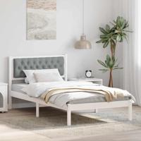 Bedframe met hoofdeinde Lichtgrijs 100 x 200 cm Stof Bedframe met hoofdeinde Lichtgrijs 100 x 200 cm Stof