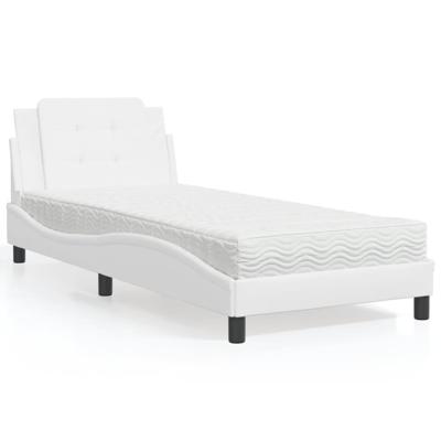 Bed met matras kunstleer wit 90x190 cm