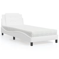 Bed met matras kunstleer wit 90x190 cm