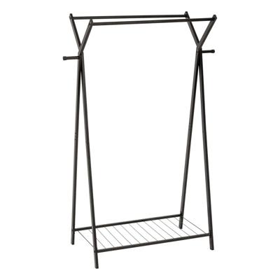 Kledingrek met dubbele stang - rvs metaal - zwart - 98 x 42 x 145 cm - max 49 kilo
