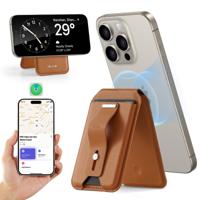 Geo Wallet Stand (HaloLock) with Built-in Find My - Caramel Brown