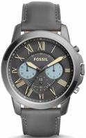 Fossil FS5183 &apos;Grant&apos; chronograaf grijs lederen Herenhorloge
