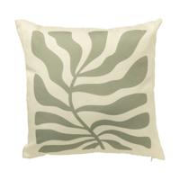 Kussen organisch blad - groen/beige - 45x45 cm