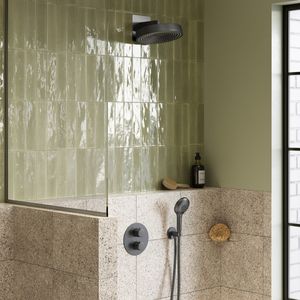 Saniclear Evolution inbouw regendouche rond met 2 standen handdouche verouderd ijzer - gunmetal