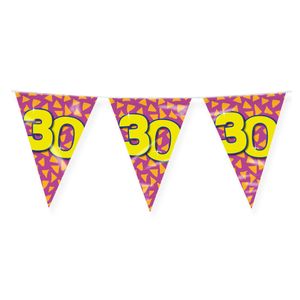 Paperdreams Verjaardag 30 jaar thema Vlaggetjes - Feestversiering - 10m - Folie - Dubbelzijdig   -