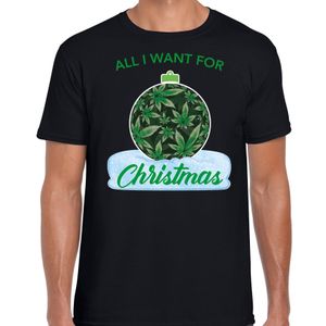 Wiet Kerstbal shirt / Kerst t-shirt All i want for Christmas zwart voor heren