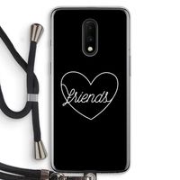 Friends heart black: OnePlus 7 Transparant Hoesje met koord