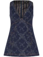 ETRO robe courte à fleurs en jacquard - Bleu - thumbnail