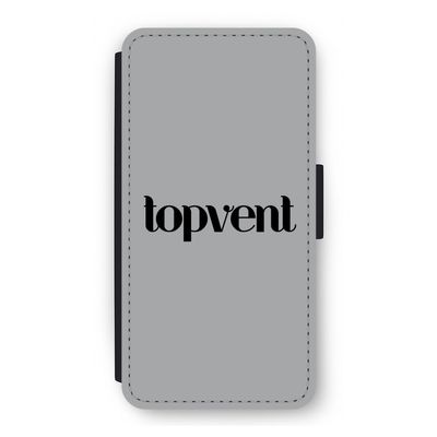 Topvent Grijs Zwart: iPhone 12 Flip Hoesje