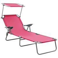 Ligbed met luifel staal roze - thumbnail