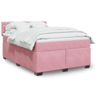 Boxspring met matras fluweel roze 140x190 cm