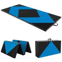Opvouwbare Zachte vloer mat Draagbare Gymmat Yogamat 240 x 117 x 5 cm Zwart + Blauw