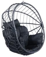 Hangstoel Eénpersoons 'Egg Luxe' Black - Zwart - 160 kg - Tropilex