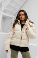 Malelions Signature Puffer Winterjas Dames Gebroken Wit - Maat XL - Kleur: Gebroken Wit | Soccerfanshop