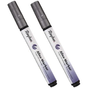 2x stuks zilveren marker stift met een dikke punt