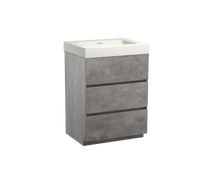 Storke Edge staand badmeubel 65 x 52 cm beton donkergrijs met Mata High enkele wastafel in mat witte solid surface - thumbnail