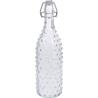 1x Glazen decoratie flessen transparant met beugeldop 1000 ml - Drinkflessen - thumbnail
