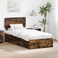 Bedframe met hoofdeinde Gerookt eiken 75 x 190 cm Bewerkt hout