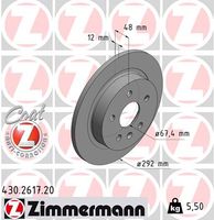 Remschijf COAT Z ZIMMERMANN, Remschijftype: Massief, u.a. für Saab, Vauxhall, Opel, Chevrolet