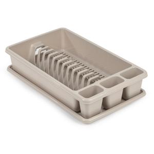 Plasticforte Afdruiprek met lekbak - taupe - 45 x 26 cm - afwasrek