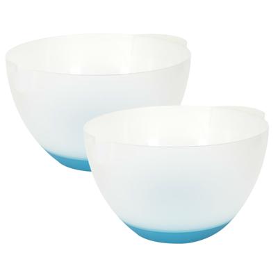 Lily Cook Beslagkom/mengkom - 2x - 3 liter - kunststof - transparant/blauw - schenktuit