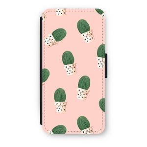 Cactusprint roze: iPhone 8 Flip Hoesje