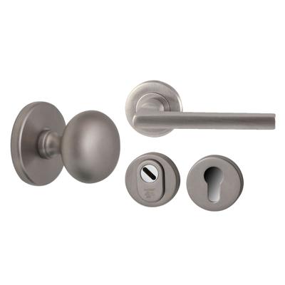 Hardbrass Voordeurset Iris/Sara 3-delig linkswijzend - PVD Inox