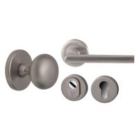 Hardbrass Voordeurset Iris/Sara 3-delig linkswijzend - PVD Inox