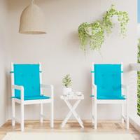 VidaXL Stoelkussens 2 st lage rug stof turquoise VidaXL Stoelkussens 2 st lage rug stof turquoise