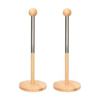 2x Houten keukenrolhouders rond 12,5 x 35 cm - thumbnail