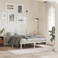 Bedframe met hoofdbord metaal wit 135x190 cm