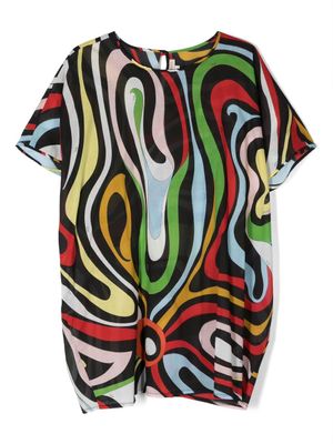 PUCCI Junior robe imprimée à manches courtes - Noir