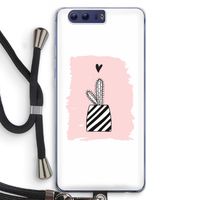 Zwart-wit cactus: Honor 9 Transparant Hoesje met koord