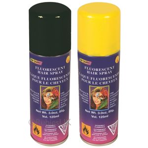 Haarverf/haarspray - 2x - geel/zwart - spuitbus - 125 ml - Carnaval/halloween