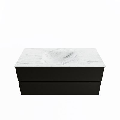 MONDIAZ VICA-DLUX 110cm badmeubel onderkast Urban 2 lades. Inbouw wastafel CLOUD midden zonder kraangat, kleur Opalo.