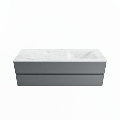 MONDIAZ VICA-DLUX 150cm badmeubel onderkast Plata 2 lades. Inbouw wastafel CLOUD rechts 1 kraangat, kleur Opalo.
