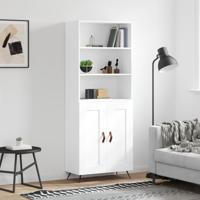 Hoge kast 69,5x34x180 cm bewerkt hout wit