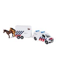Kids Globe Traffic pull back Volkswagen Transporter politie met paardentrailer Kids Globe Traffic pull back Volkswagen Transporter politie met paardentrailer